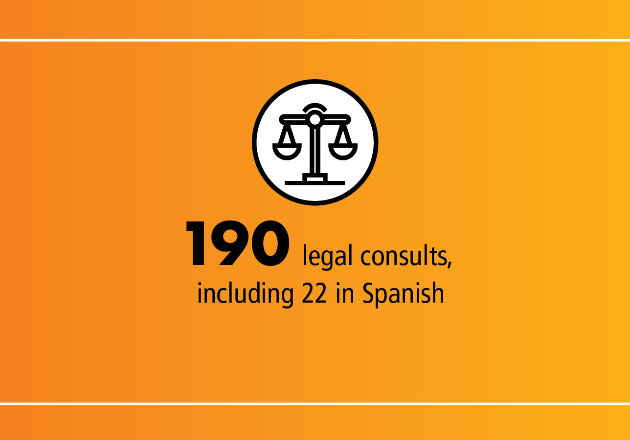 190 legal consults, including 22 in Spanish