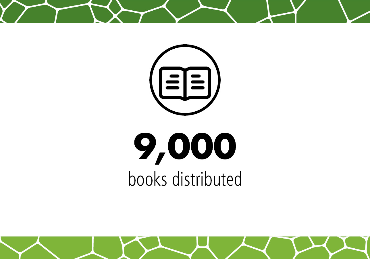 9,000 books distributed 