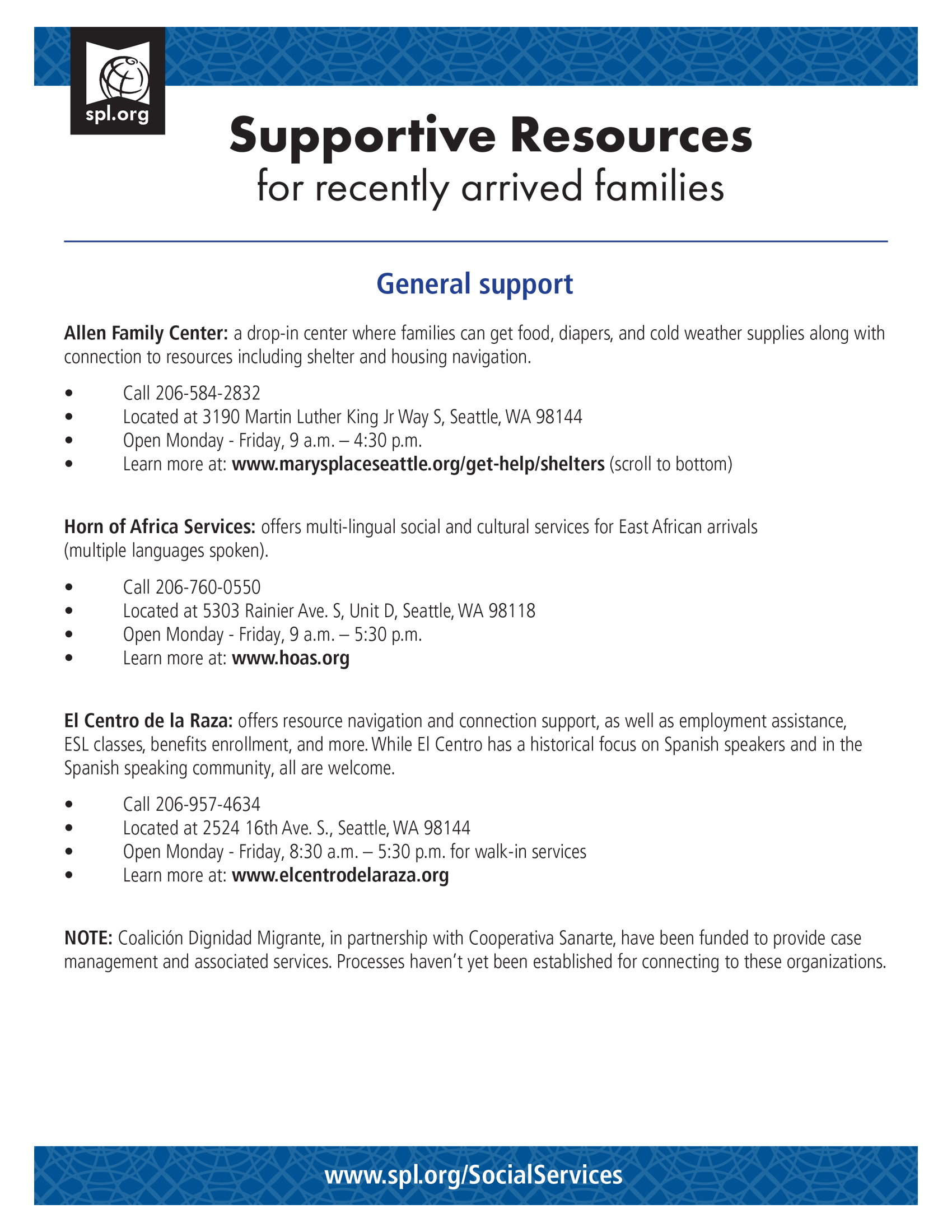 Supportive Resources Flyer