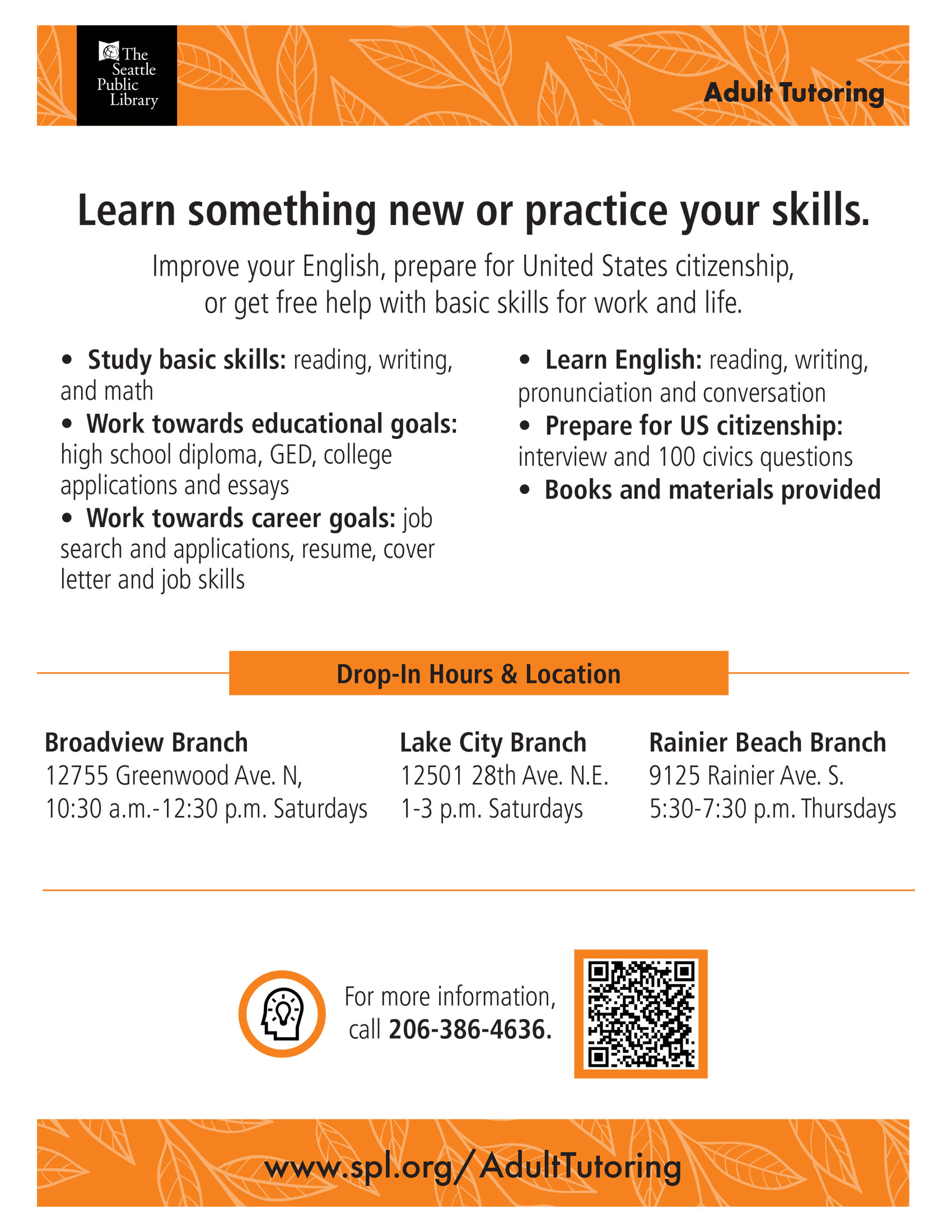 English Adult Tutoring Flyer