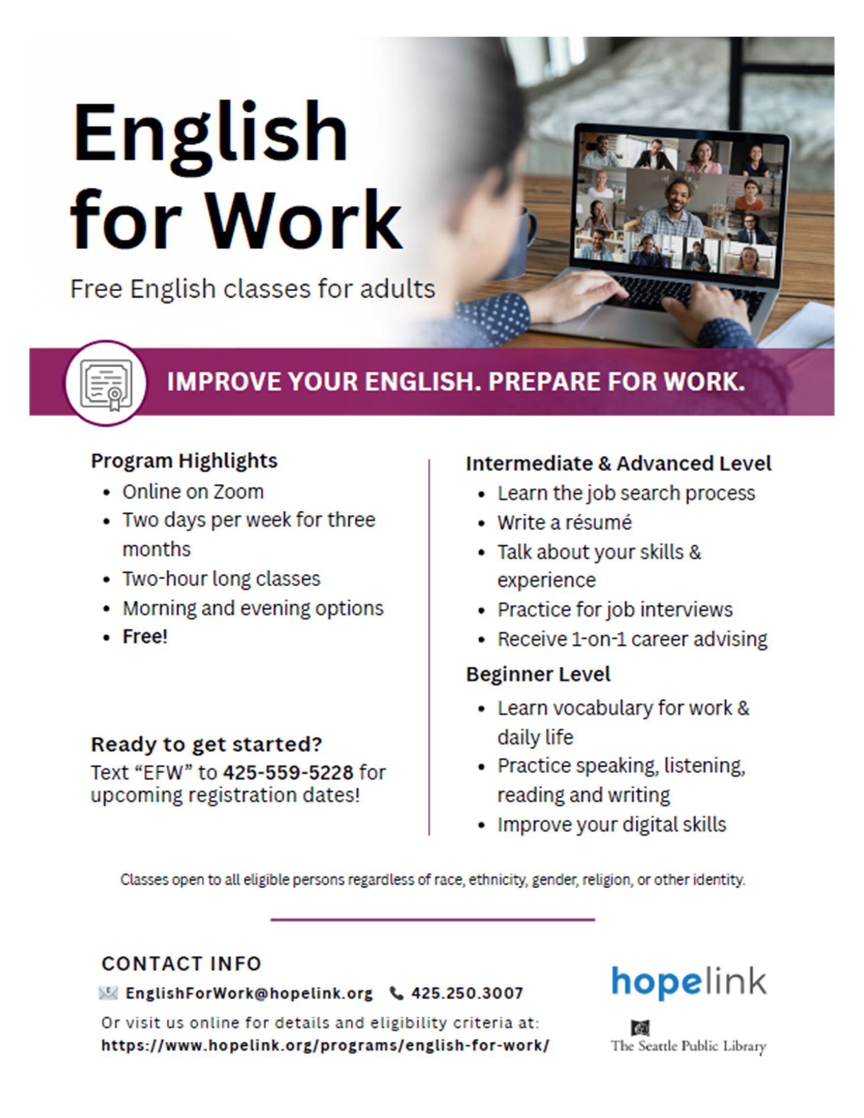 Download English for Work Flyer