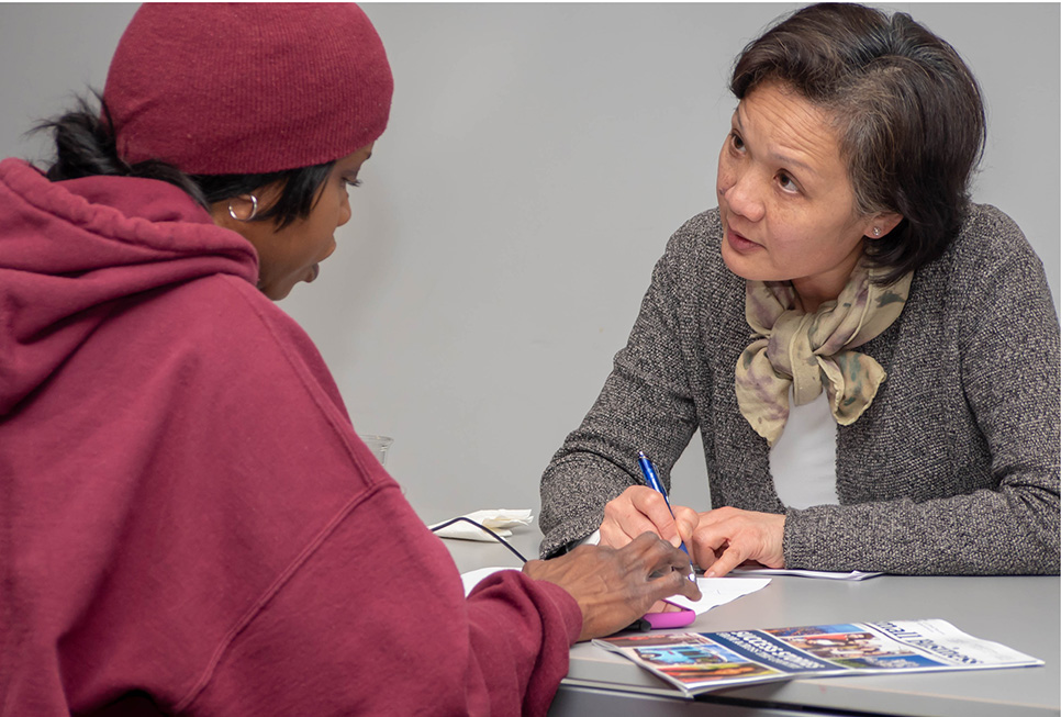 Patron receiving business advice at the Central Library.