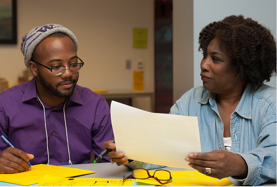 Patron receiving business advice at a workshop at the Central Library