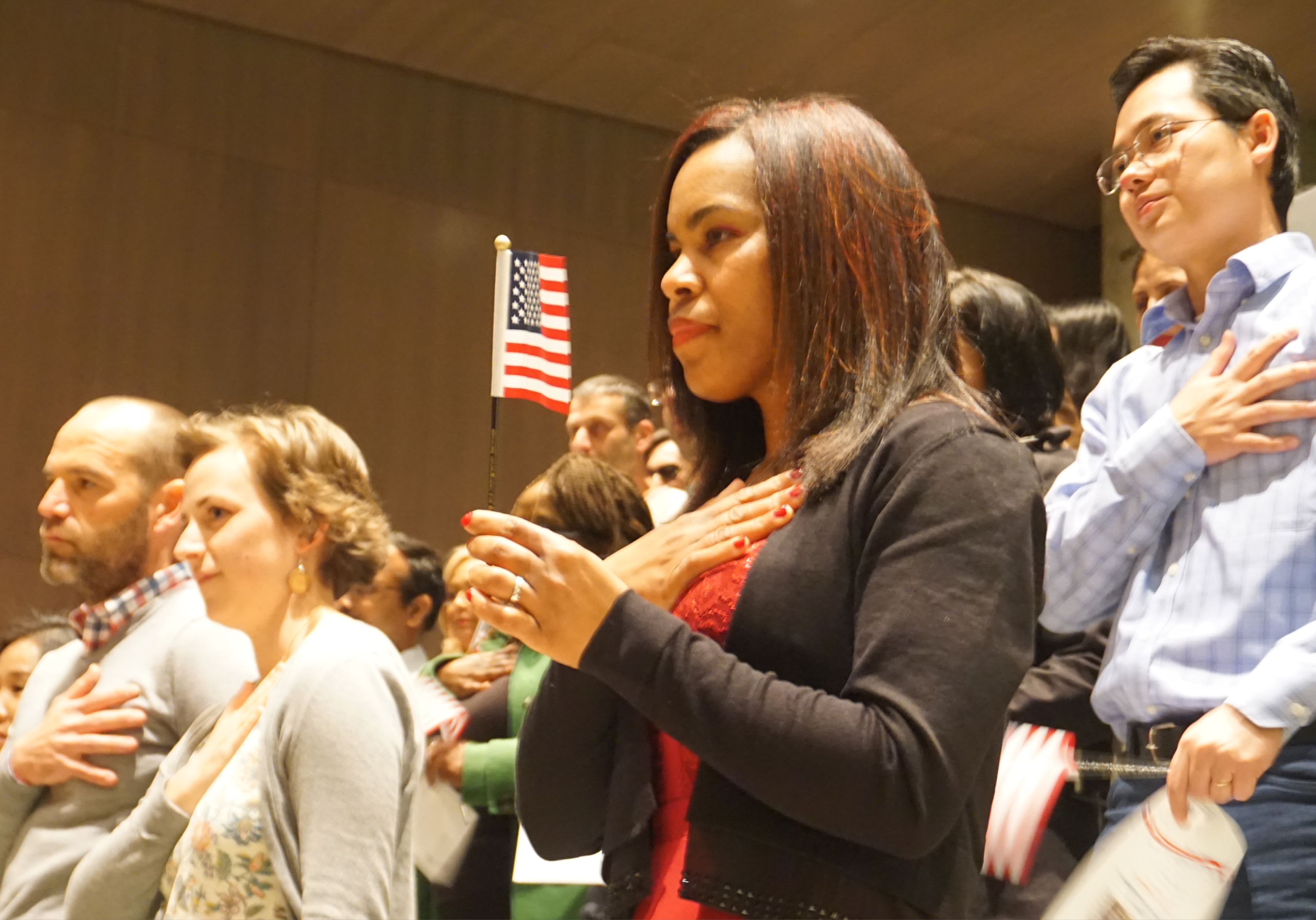 Patron attending a naturalization event