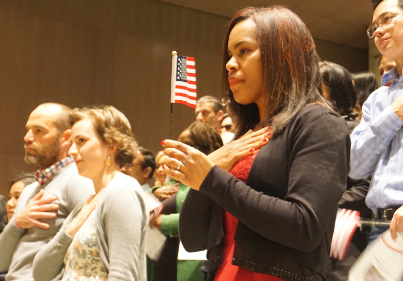 Patron attending a naturalization event