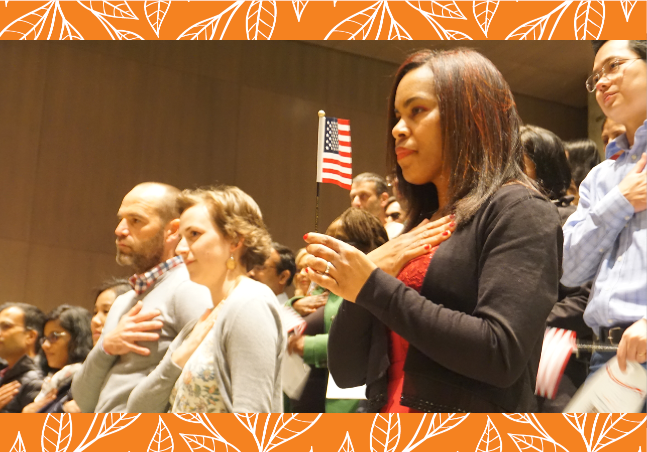 Patrons attending a naturalization ceremony