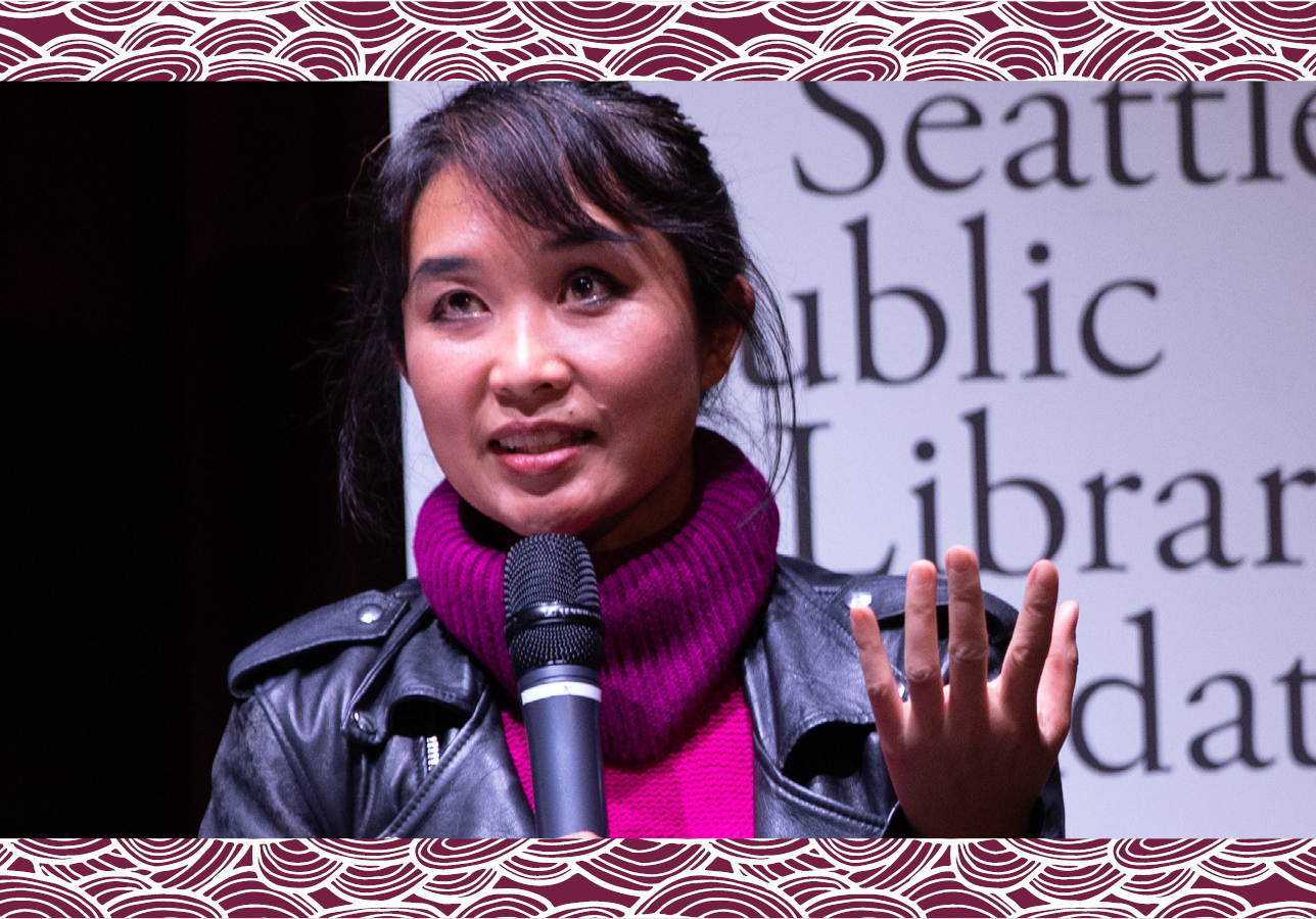 Author Thi Bui speaking at a 2019 Seattle Reads event for her book "The Best We Could Do"