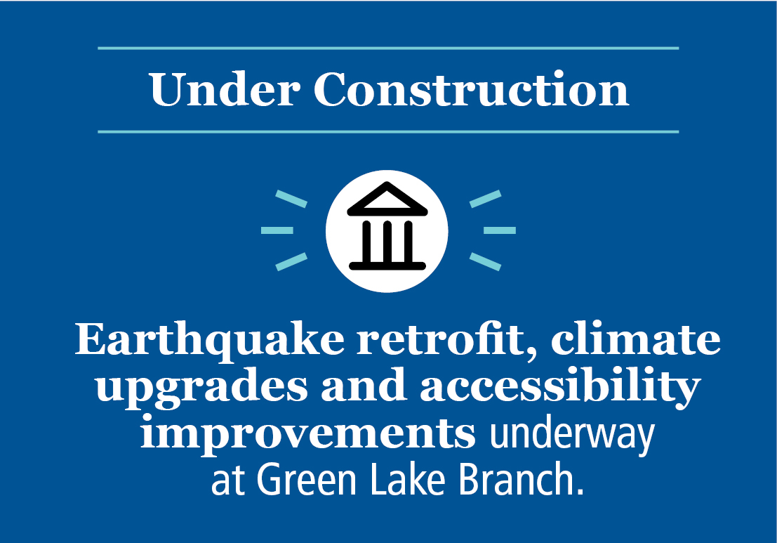 Under Construction: Earthquake retrofit, climate upgrades and accessibility improvements underway at Green Lake Branch.
