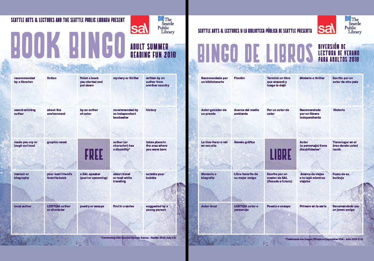 2018 Book Bingo card