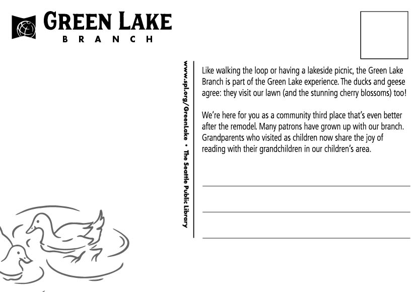 Green Lake Branch postcard back