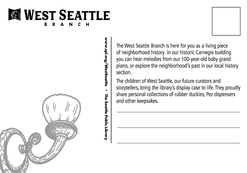 West Seattle Branch postcard rear