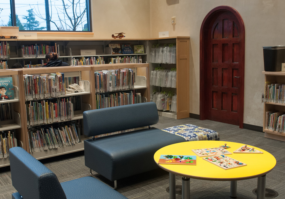 Seating in children’s area at the Beacon Hill Branch