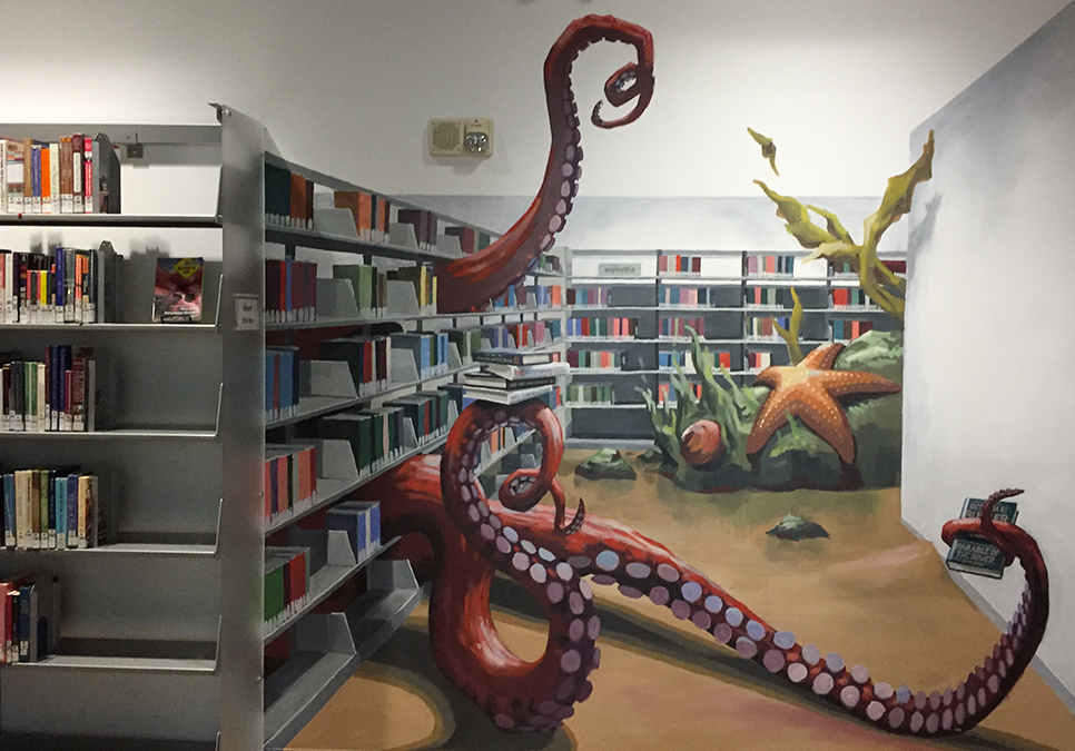Find the hidden octopus mural at Central Library and post a #SPLselfie.