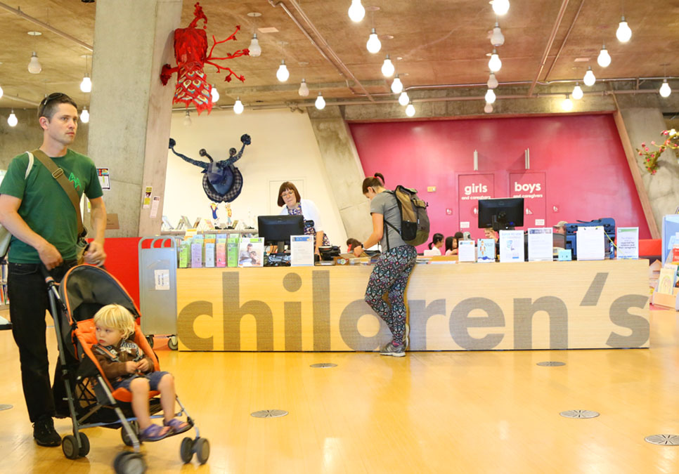 Patrons in the children’s area at the Central Library