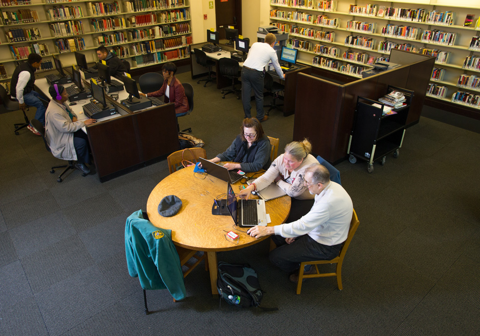 Public computer area at the Douglass-Truth Branch