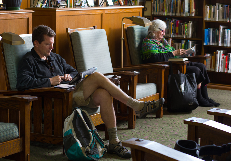 Library patrons reading at the Fremont Branch