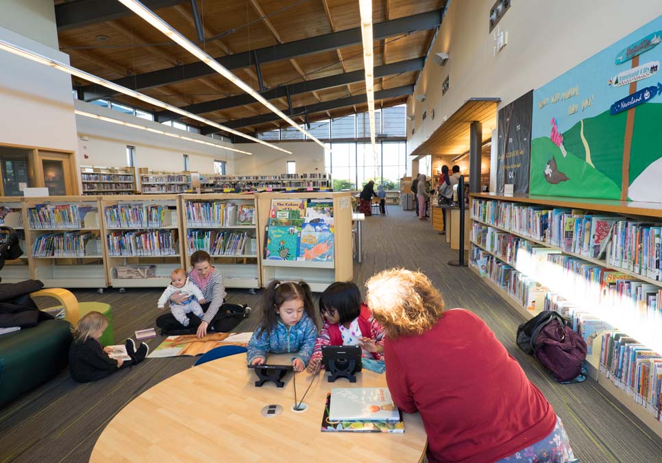 Children using tablets in the children’s area at the High Point Branch