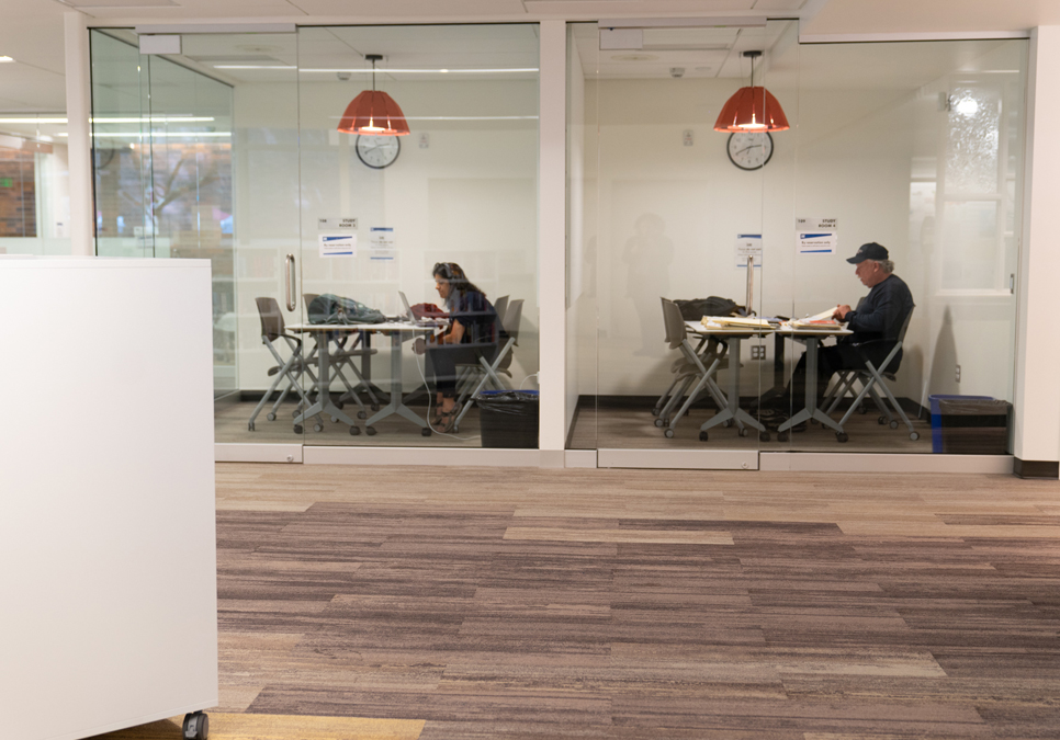 Patrons using study rooms at the Lake City Branch