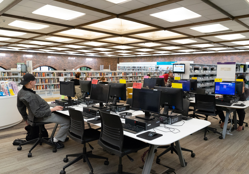 Patrons using public computers at the Lake City Branch