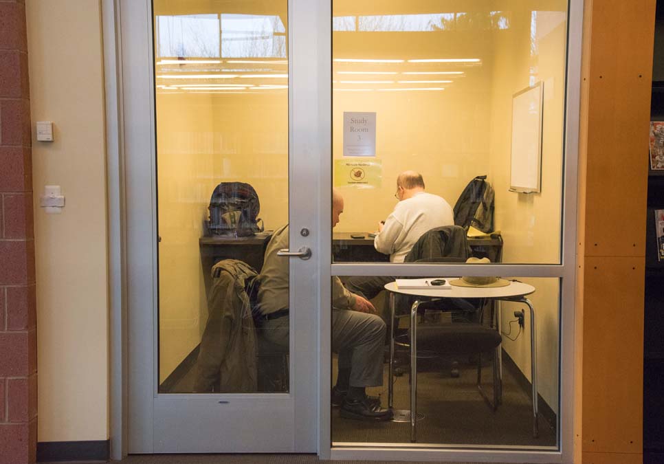 Library patron in study room area at the Northgate Branch