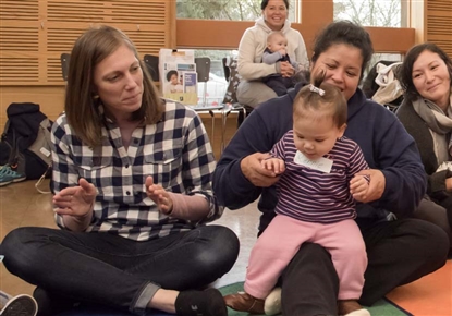 family at story time