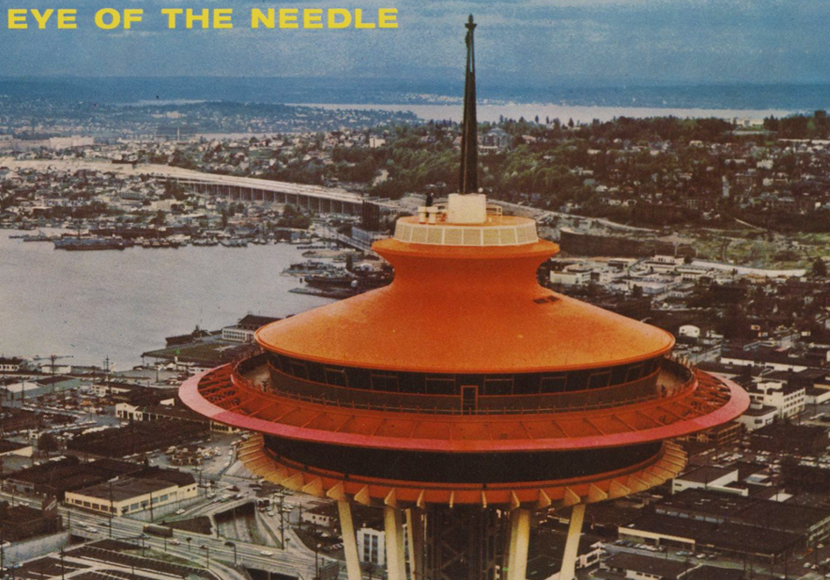 Postcard from collection showing the Space Needle with text 'Eye of the Needle'