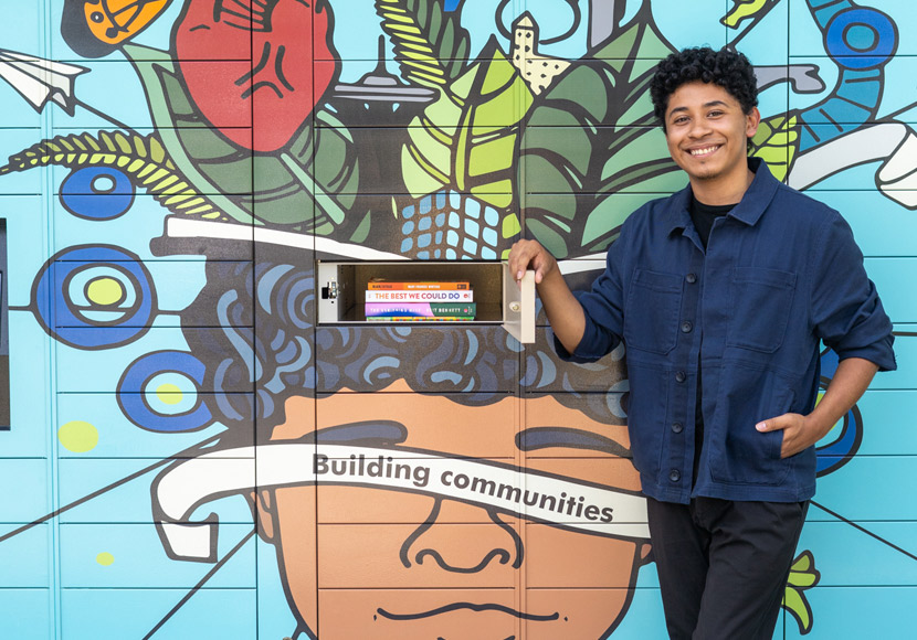 Artist Carlos Martinez and the SPL lockers