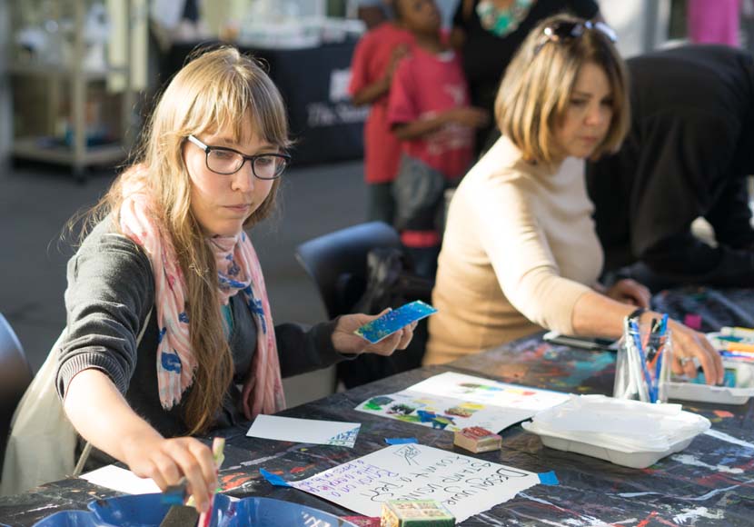 Patrons participating in Art on the Plaza