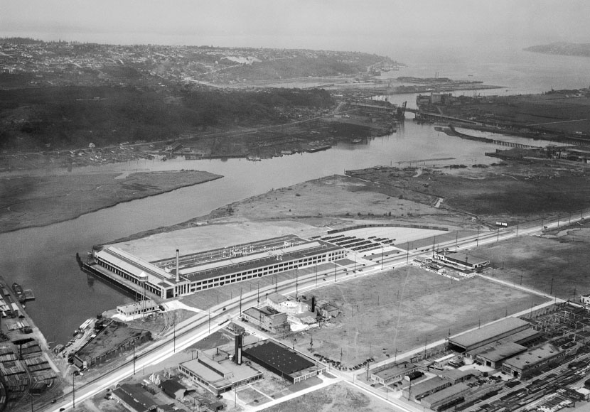 Aerial photo of Ford Motor Plant from southeast, Seattle, 1932