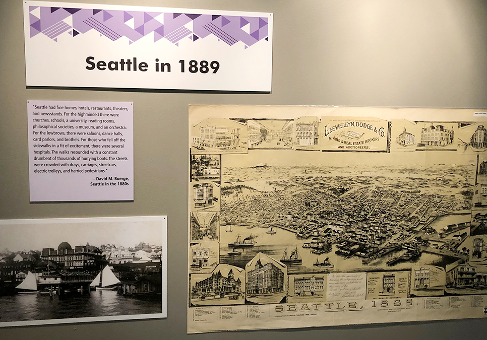 Great Seattle Fire Virtual Reality exhibit pieces at the Central Library