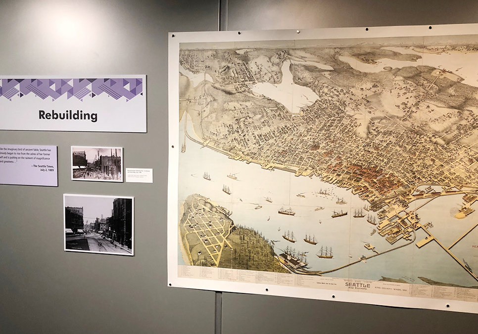 Great Seattle Fire Virtual Reality exhibit pieces at the Central Library