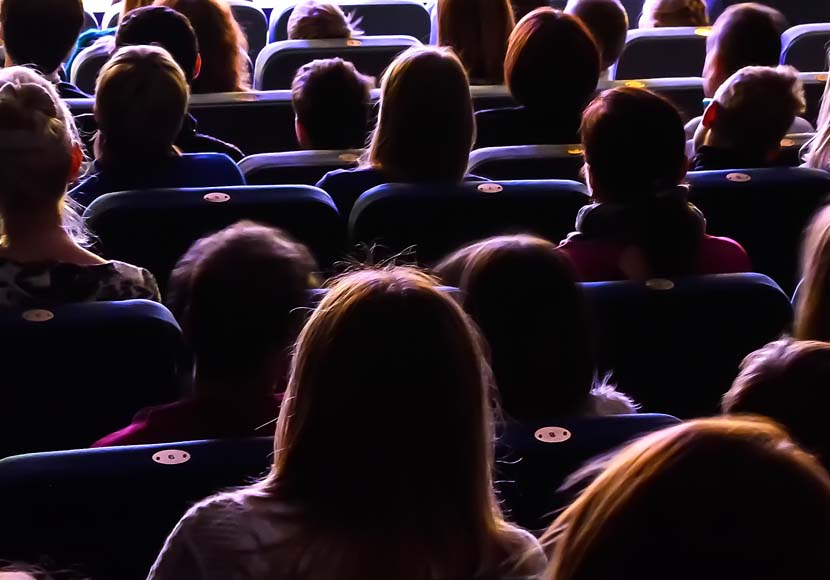 movie goers at a theater