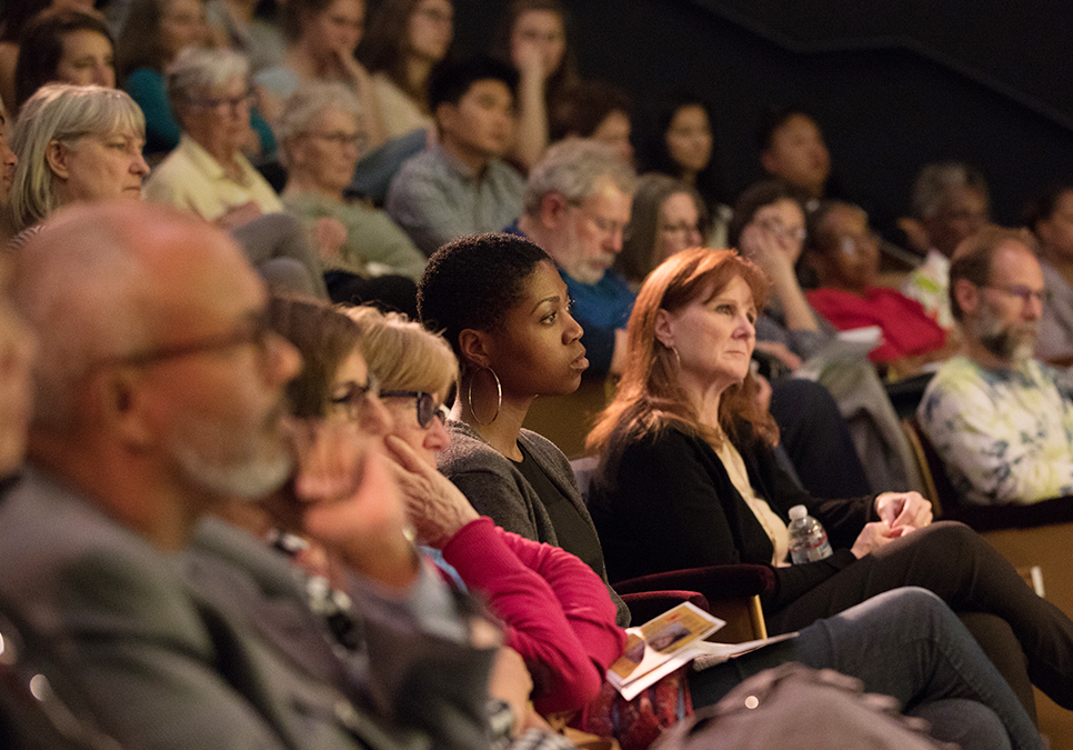 Guests listening to Yaa Gyasi at Seattle Reads event at the Central Library