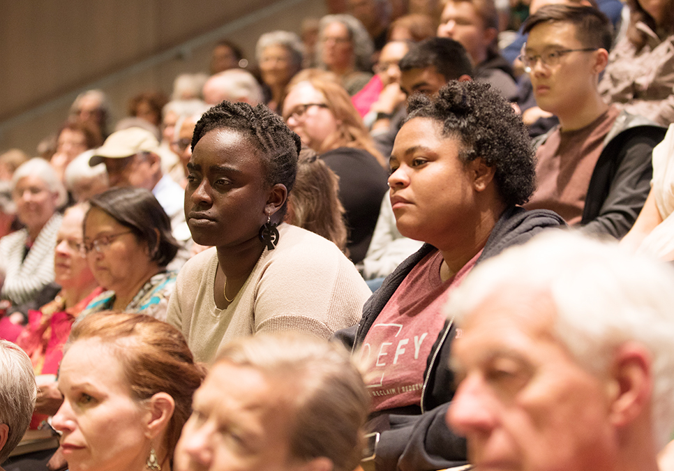 Guests listening to Yaa Gyasi at Seattle Reads event at the Central Library