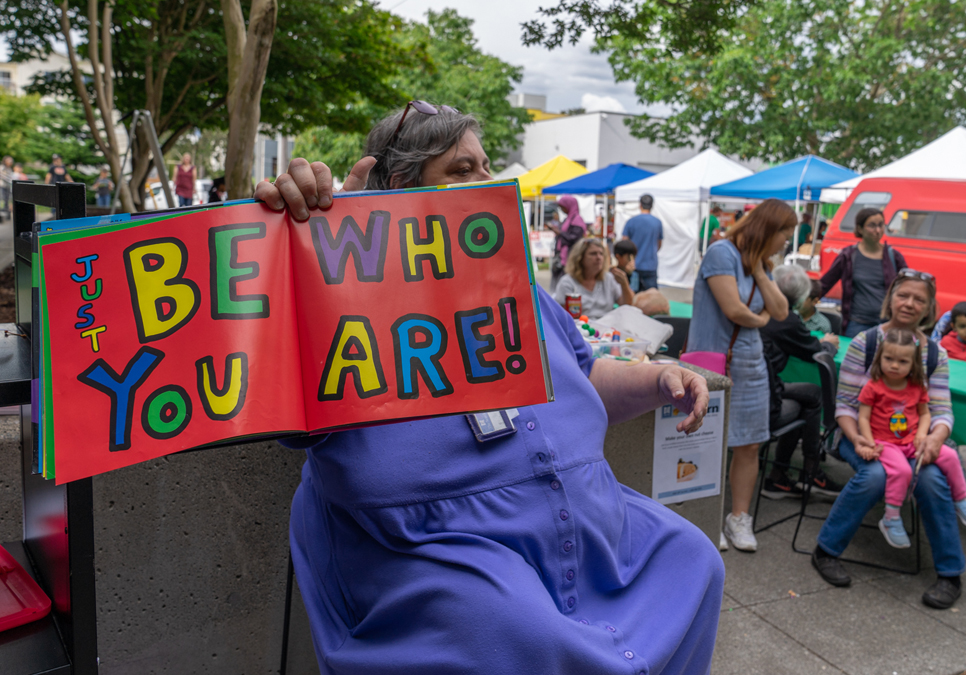 Rainbow story time with Library staff at Lake City Farmers Market in 2019