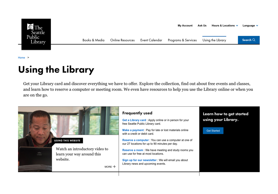 using this website the seattle public library library page