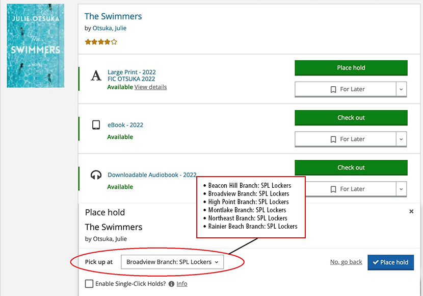 Screenshot showing the locker selection drop-down element.